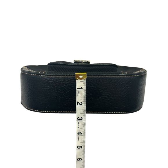 Etienne Aigner Black Corduroy Fabric Small Shoulder Bag Buckle Flap Y2K - Picture 13 of 13